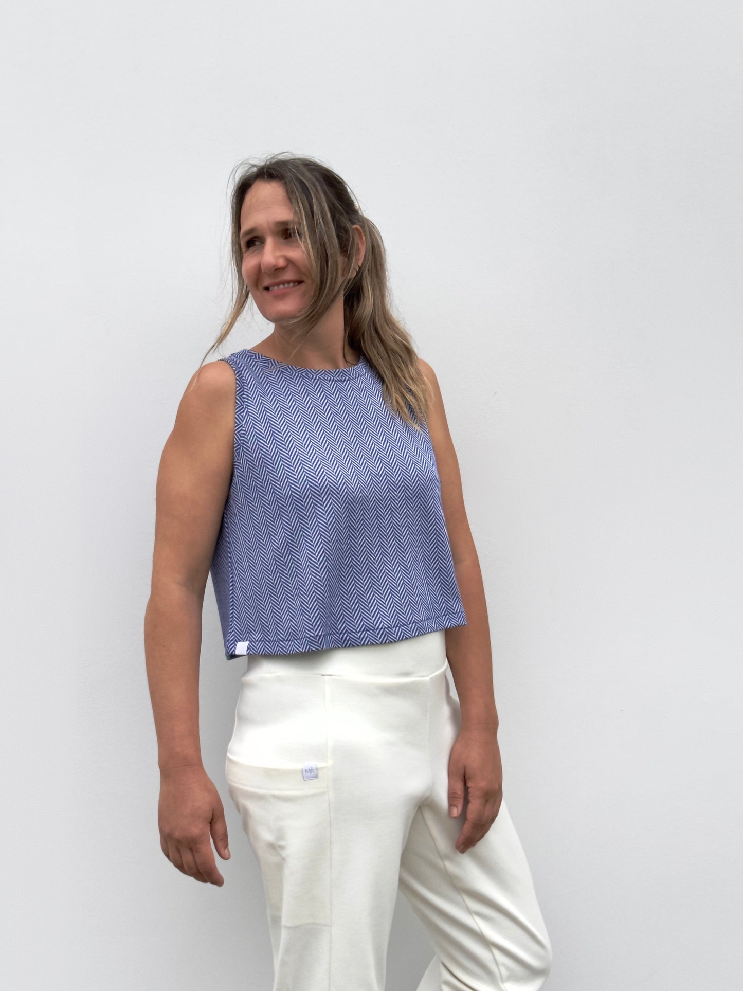 CROP TOP AZUL ZIG ZAG