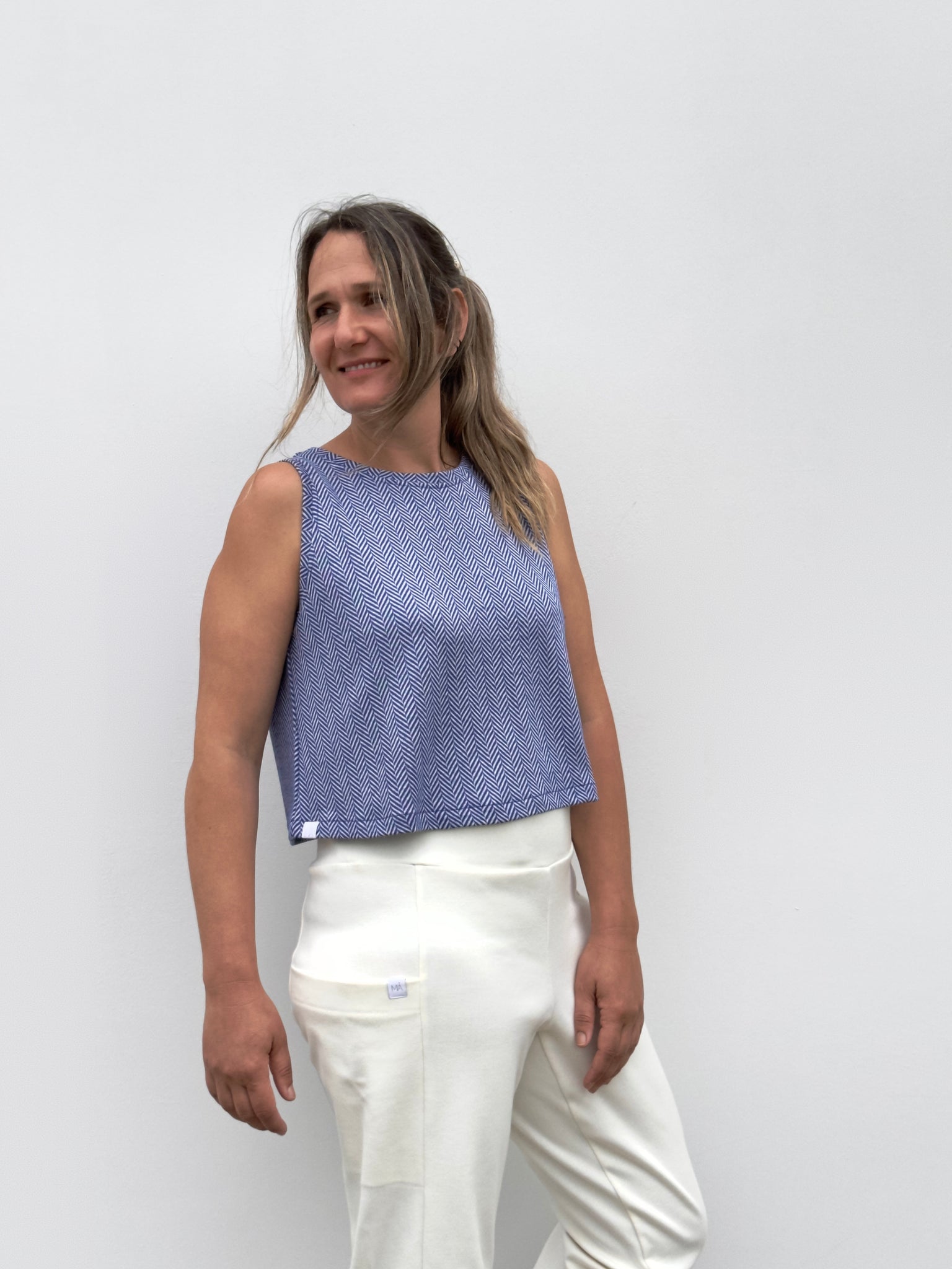 CROP TOP AZUL ZIG ZAG