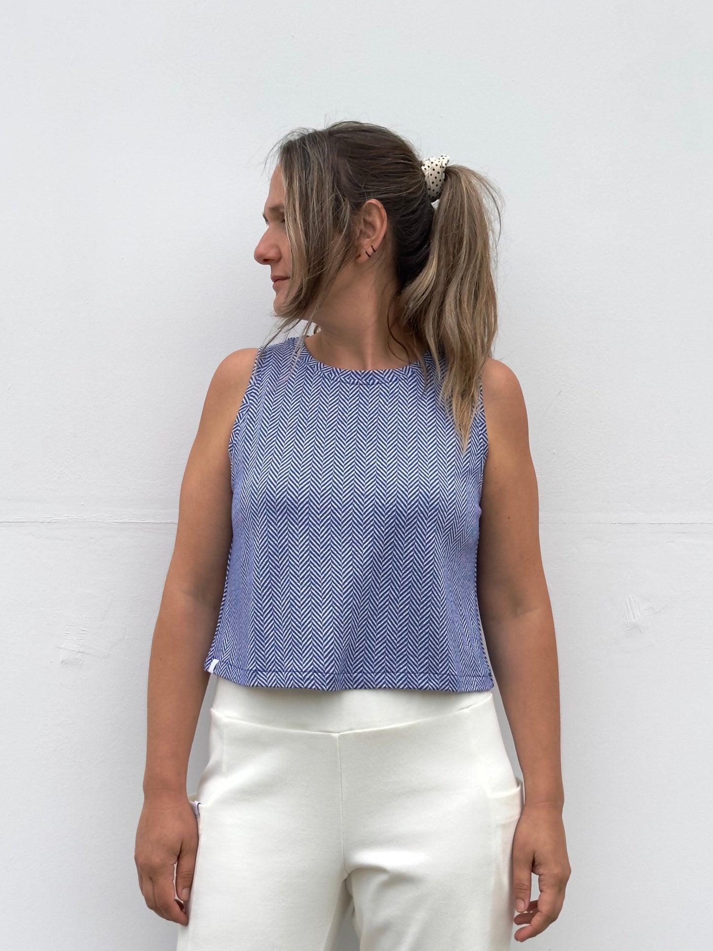 CROP TOP AZUL ZIG ZAG