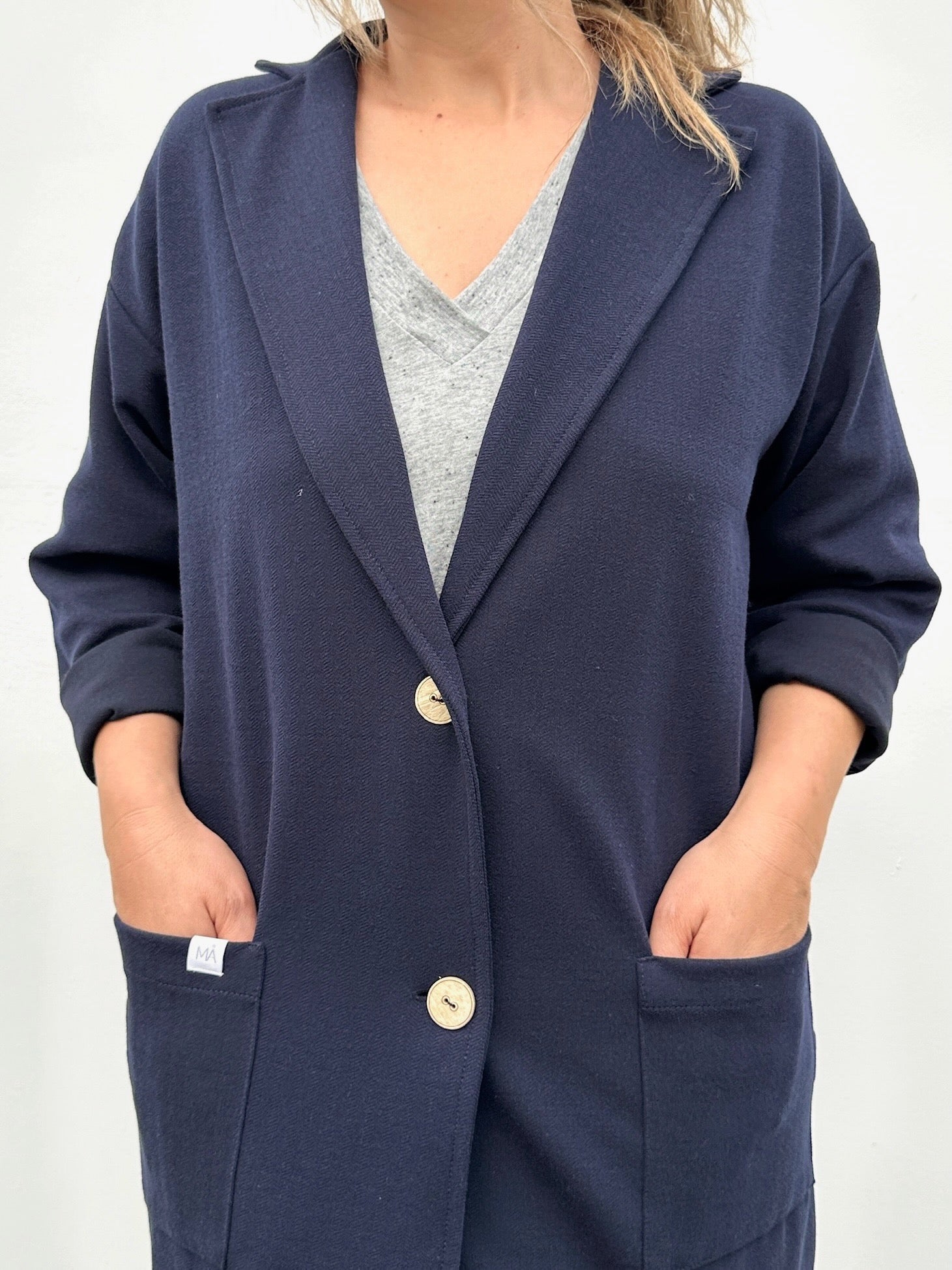 MAITE BLAZER ZIG ZAG URDINA