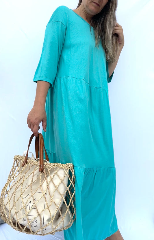 JAIONE VESTIDO LARGO TURQUESA