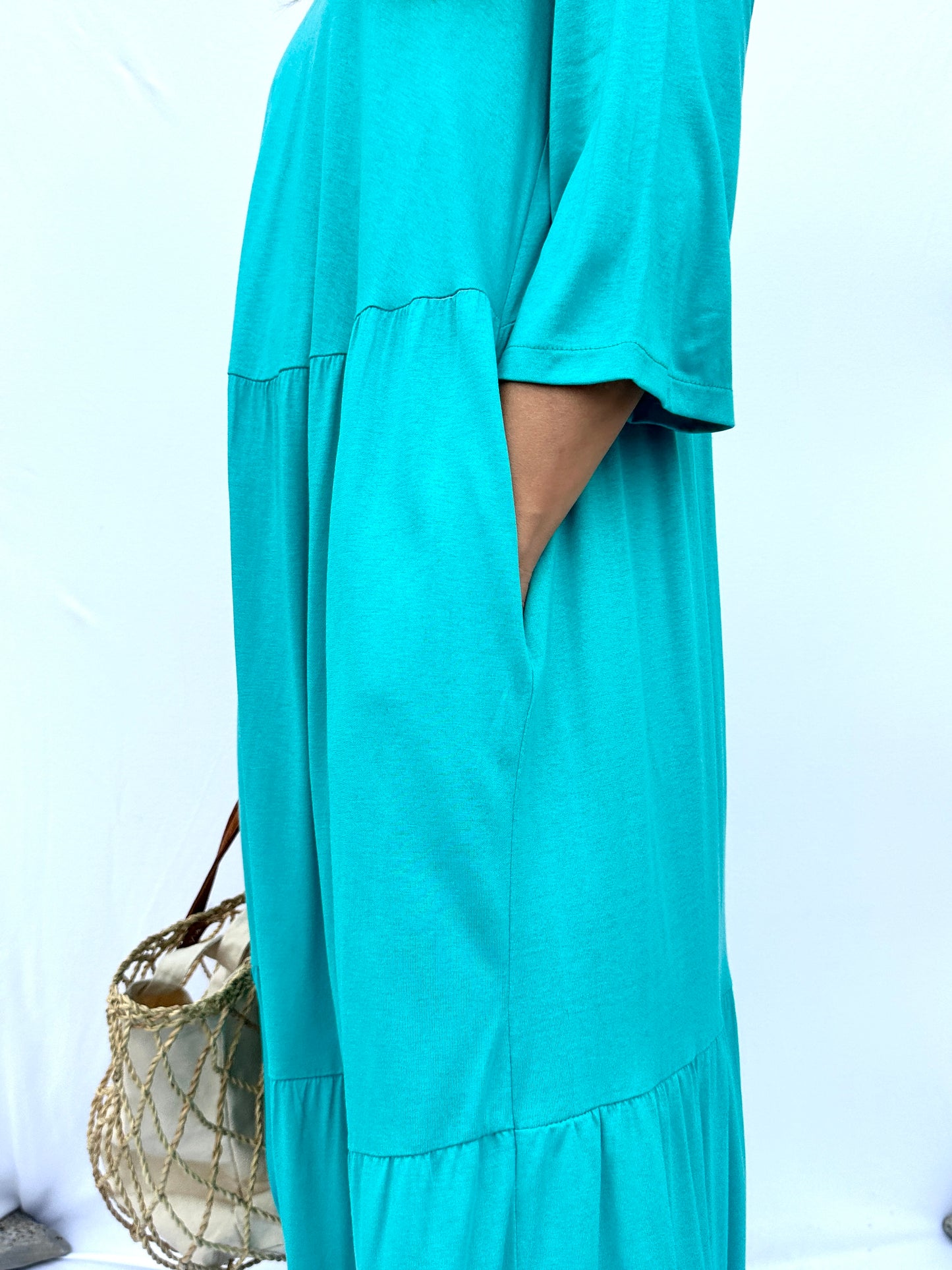 JAIONE VESTIDO LARGO TURQUESA