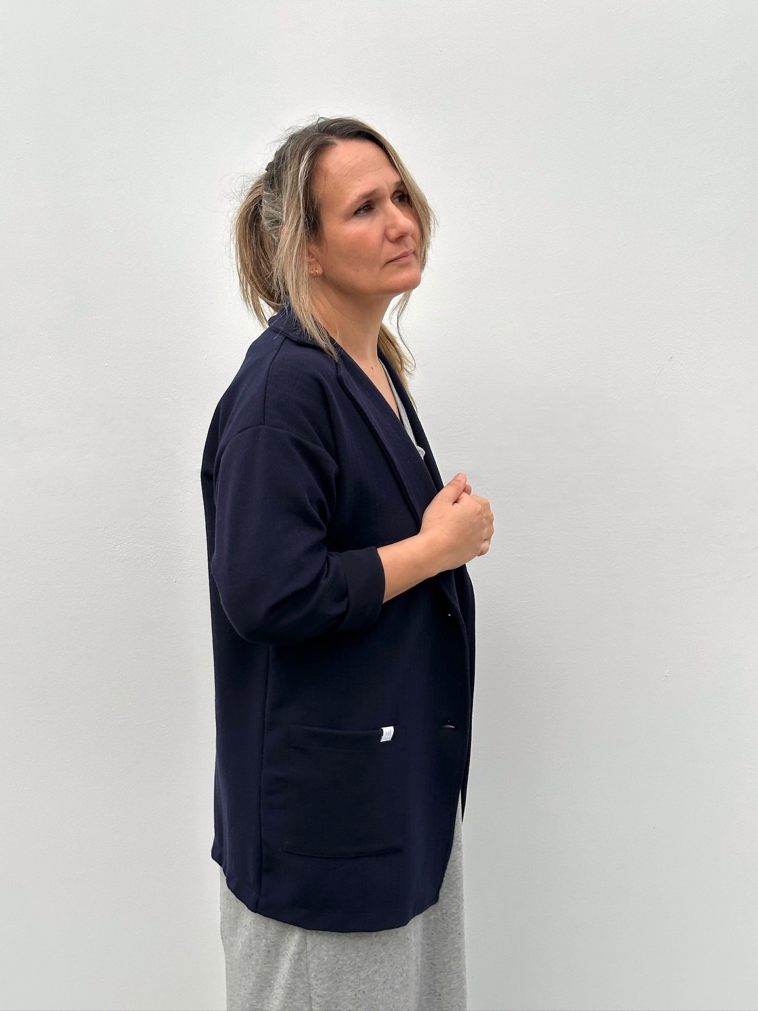 MAITE BLAZER ZIG ZAG URDINA