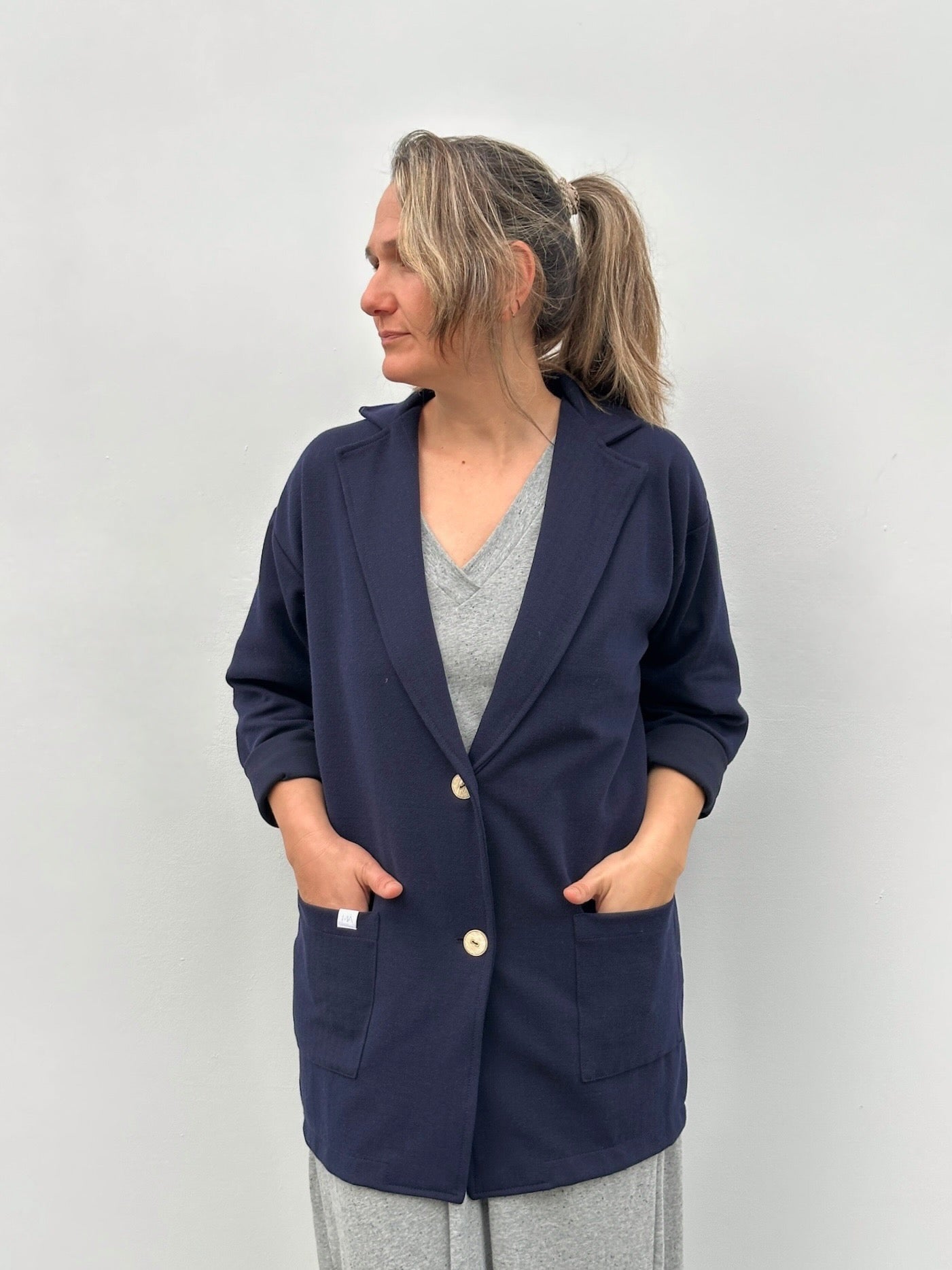 MAITE BLAZER ZIG ZAG URDINA