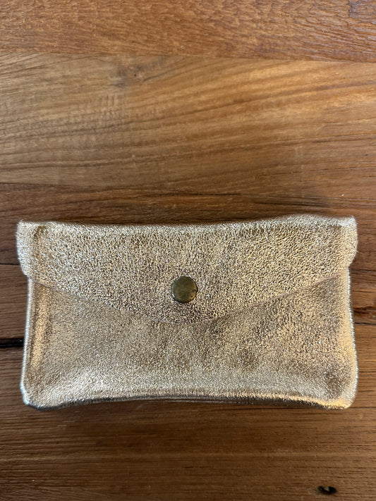 CARTERA PIEL ROSA DORADO BRILLO