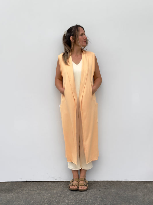 KRISTINA CHALECO LARGO MELOCOTON