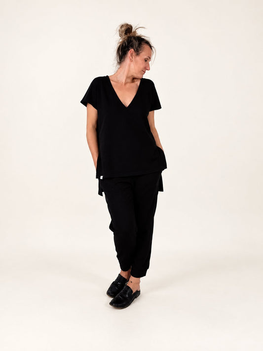 Maider Alzaga: pantalón Sophie negro, vista frontal