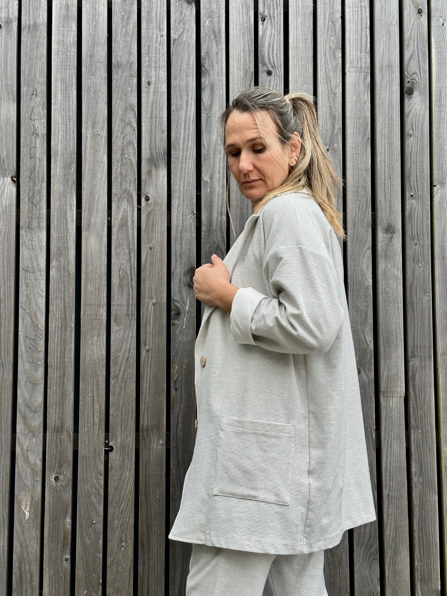 MAITE BLAZER BEIGE RAYITA