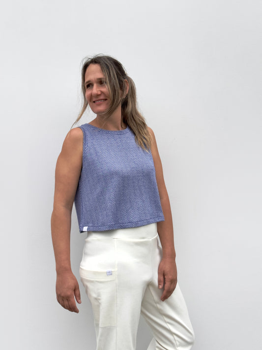 CROP TOP AZUL ZIG ZAG