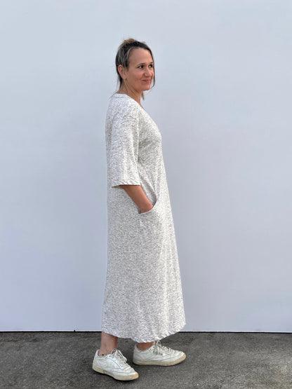 SAIO VESTIDO BEIGE JASPEADO