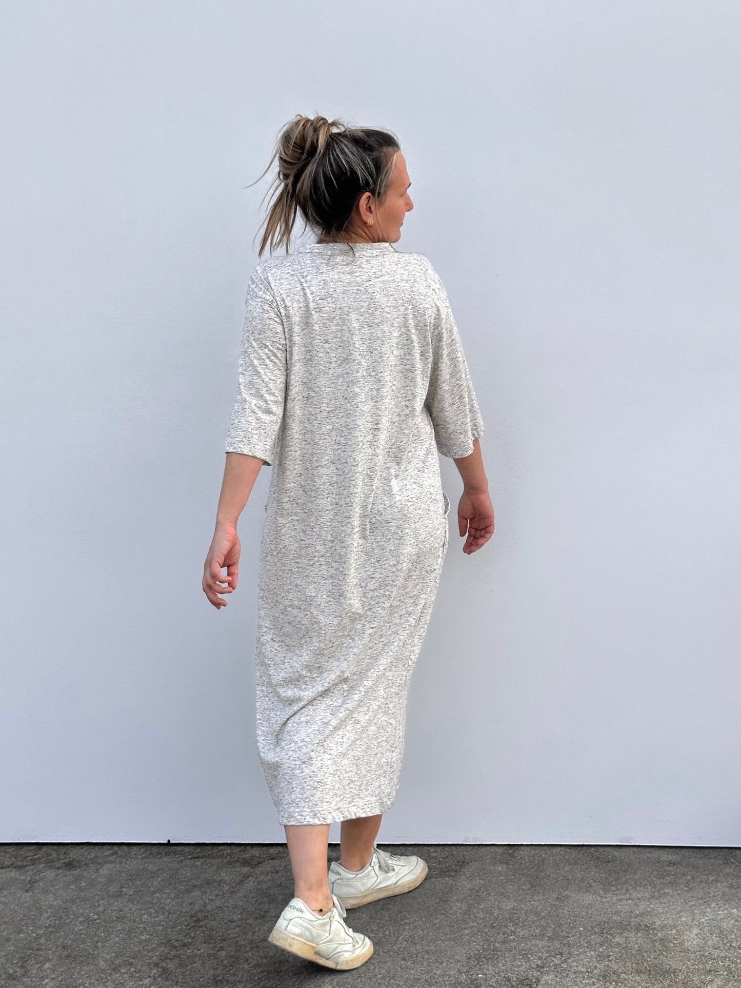 SAIO VESTIDO BEIGE JASPEADO