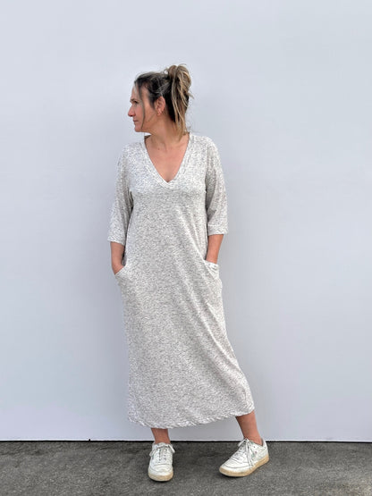 SAIO VESTIDO BEIGE JASPEADO