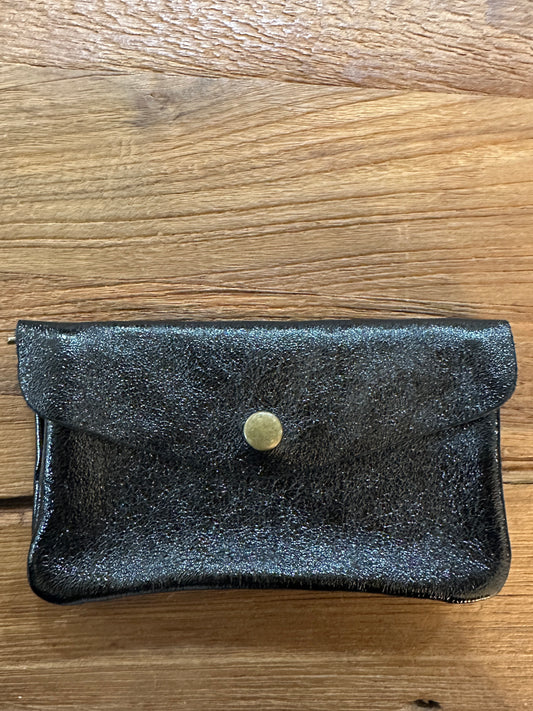 CARTERA PIEL NEGRO BRILLO