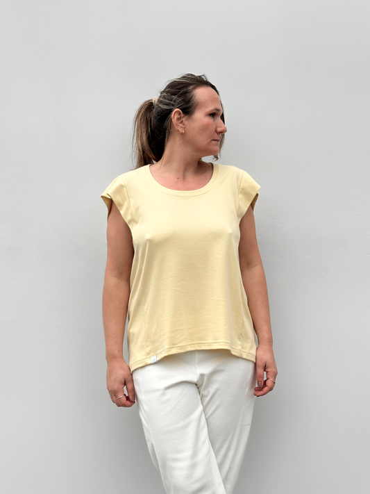 UXUE CAMISETA MANGA VOLANTE AMARILLLO