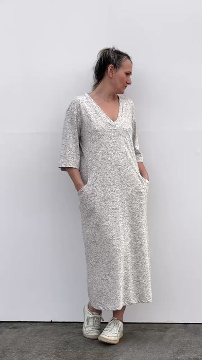 SAIO VESTIDO BEIGE JASPEADO